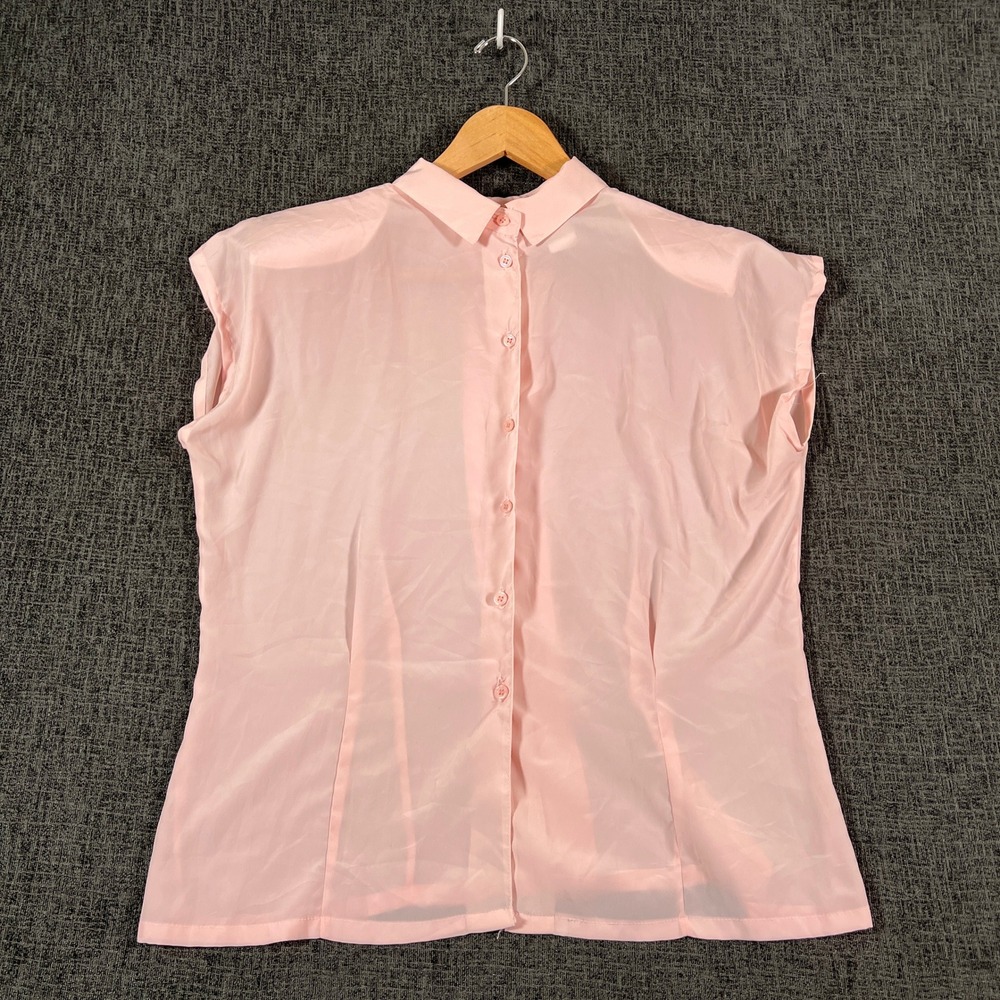 Impressions of California Vintage Button Up Sleeveless Blouse Womens 10 Pink